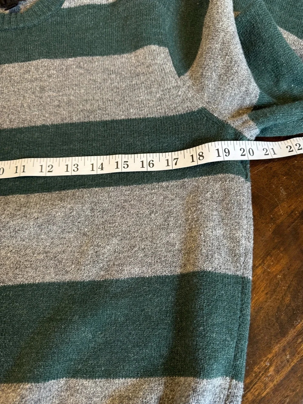 J. CREW Men’s Forest Green Gray Rugby Stripe Wool Blend Y2K Preppy Sweater Sz M